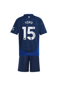 Manchester United Leny Yoro #15 Babytruitje Uit tenue Kind 2024-25 Korte Mouw (+ Korte broeken)